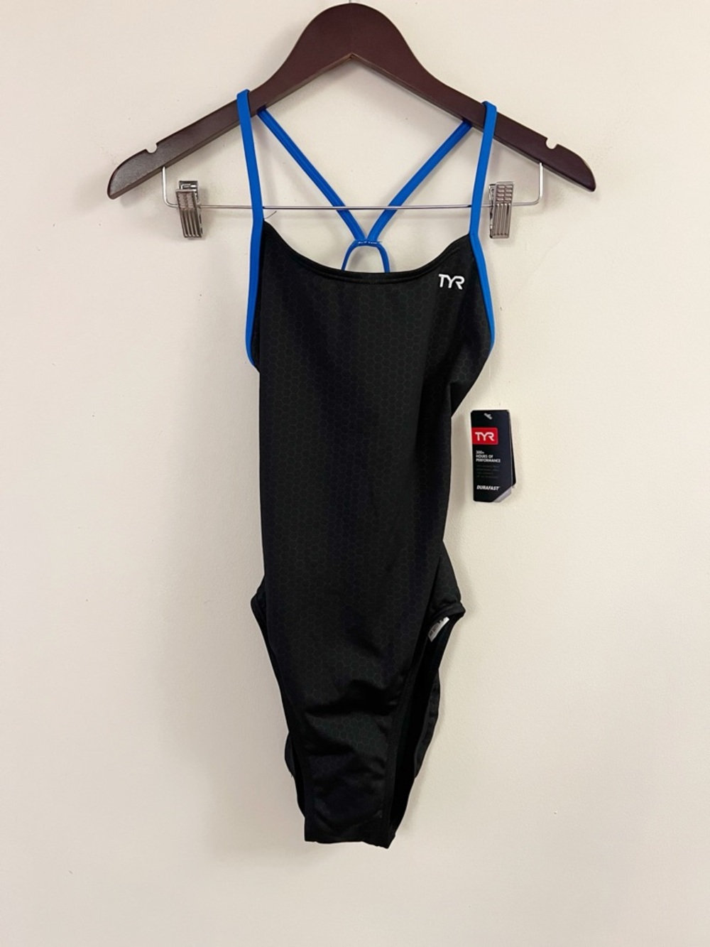 TYR Hexa Cut out Fit One Piece Swimsuit Size 32/US Medium 8 NEW black/blue